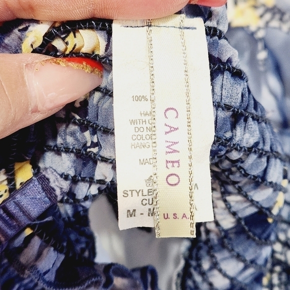 CAMEO Strapless Floral Spring Flowers Wrap Around Belt Tie Mini Dress Size: M - Picture 10 of 11